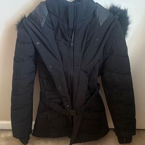 Michael Kors Black Puffer Jacket with Fur Hood